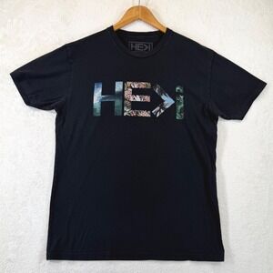 He i He Is Greater Than I Mens Graphic T-Shirt Black Tropical Logo Hawaii Large